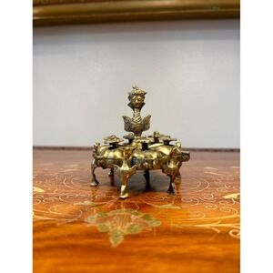 Vintage Brass Kumkum Box • Indian‎ Garuda Hinged Ritual Container